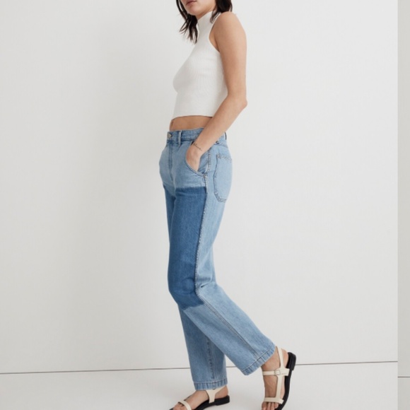 Madewell The '90s Straight Jean in Hazelfern Wash: Shadow-Panel Edition Size 26 - Picture 3 of 10